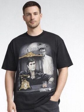 Legacy Black Graphic Tee with Gold Accents